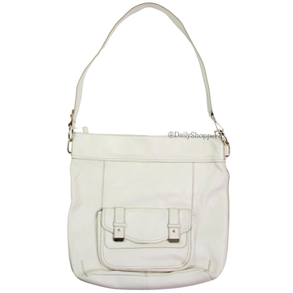 Banana Republic Women's White Goat Leather Gold Tone "Alexa" Hobo Shoulder Bag